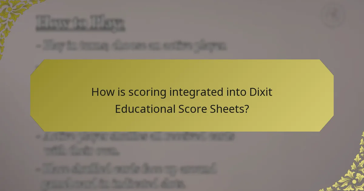 How is scoring integrated into Dixit Educational Score Sheets?